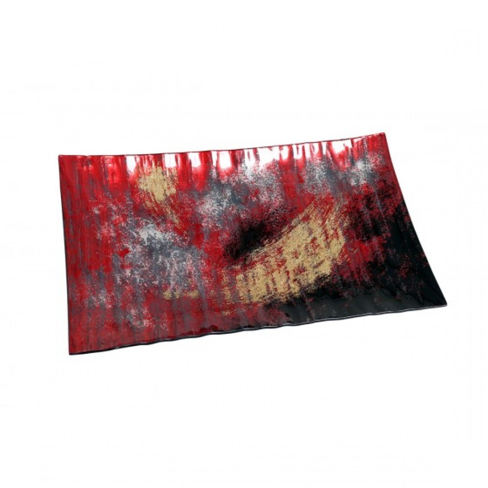 Photo de Plat rect arty rouge or A