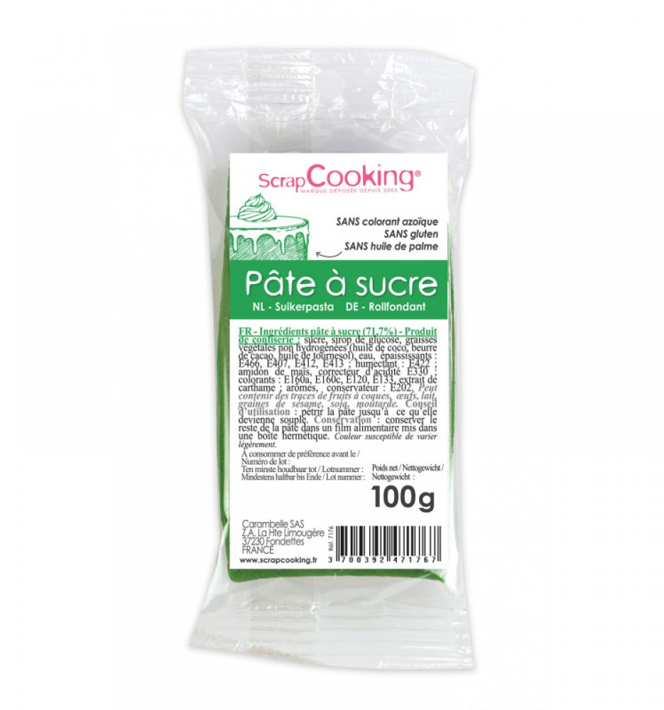 Sachet Pâte à sucre 100g vert foncé