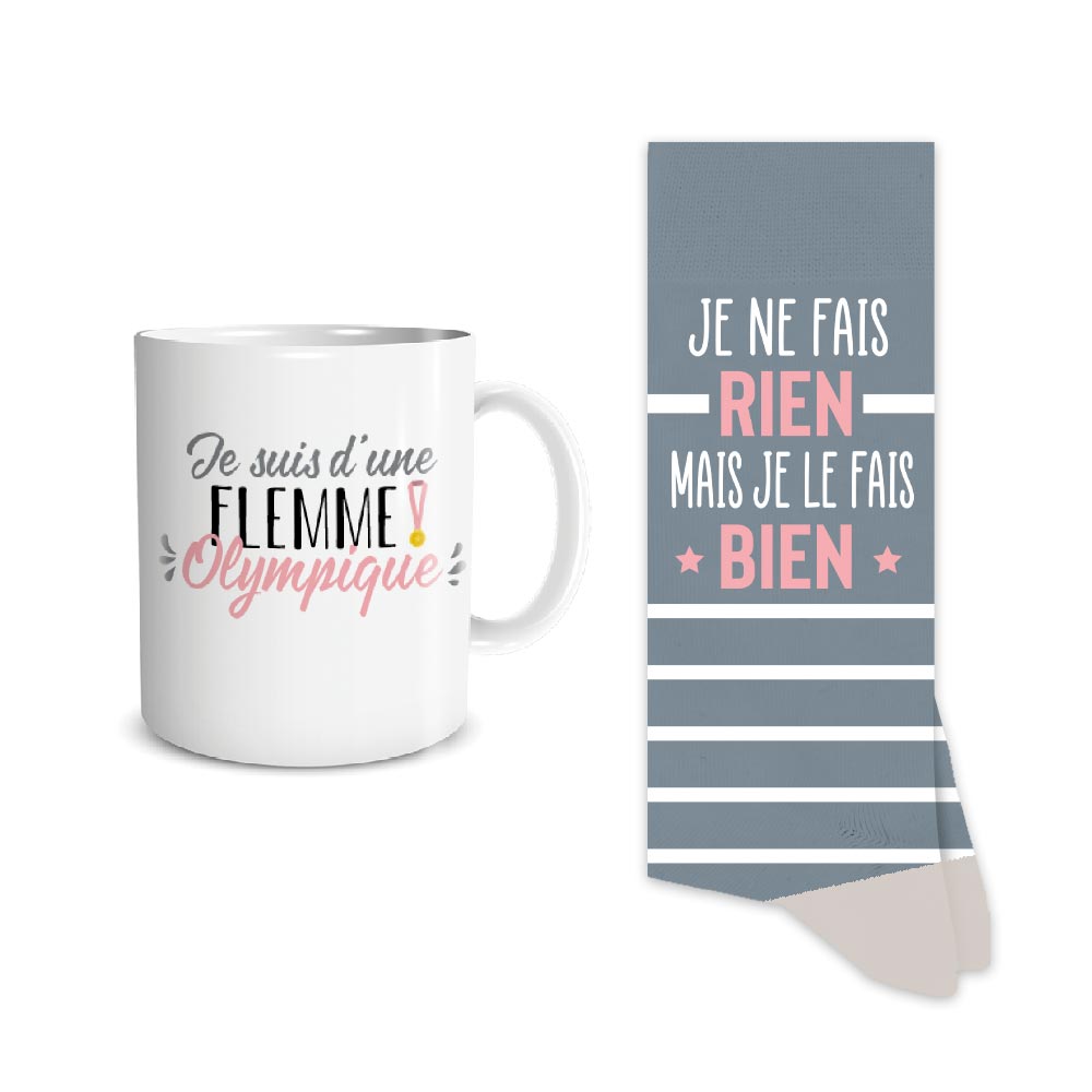 Coffret mug chaussettes Je ne fais rien