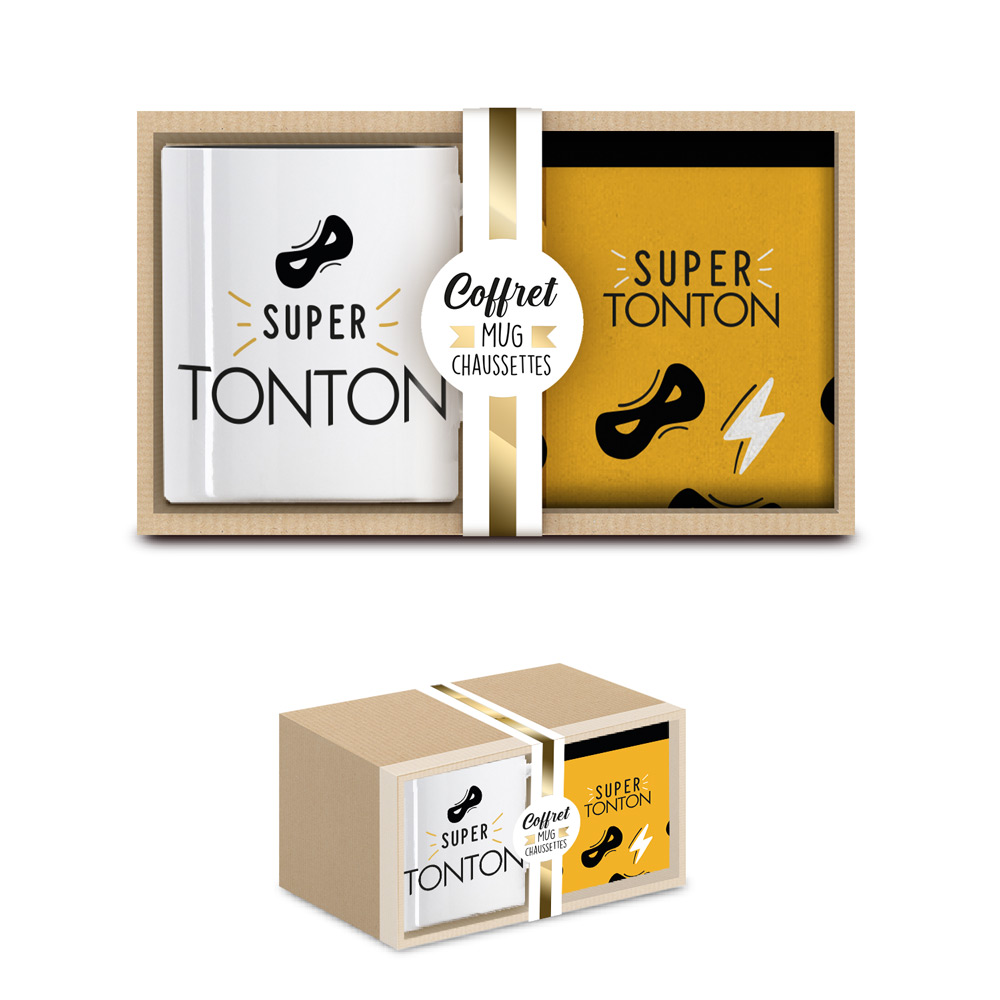 Coffret mug chaussettes Super Tonton