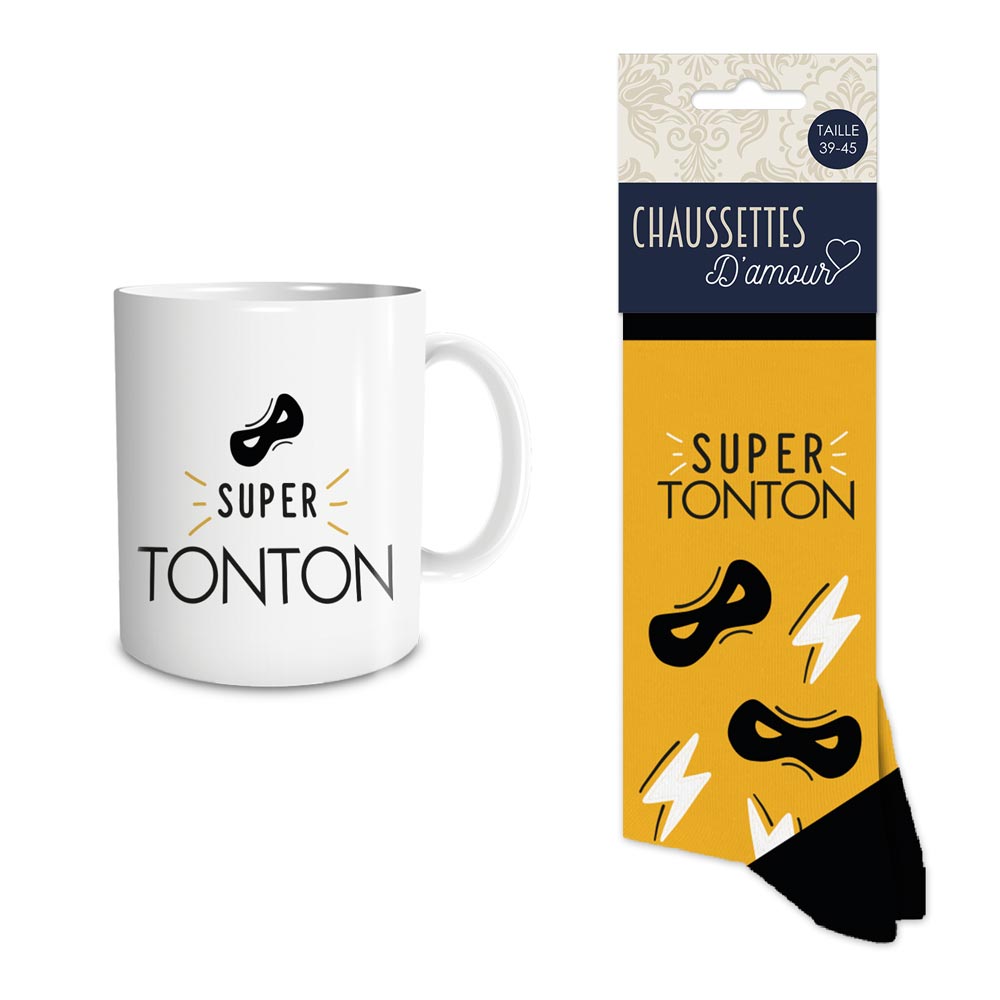 Coffret mug chaussettes Super Tonton