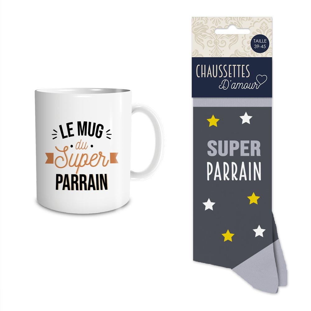 Coffret mug chaussettes Parrain
