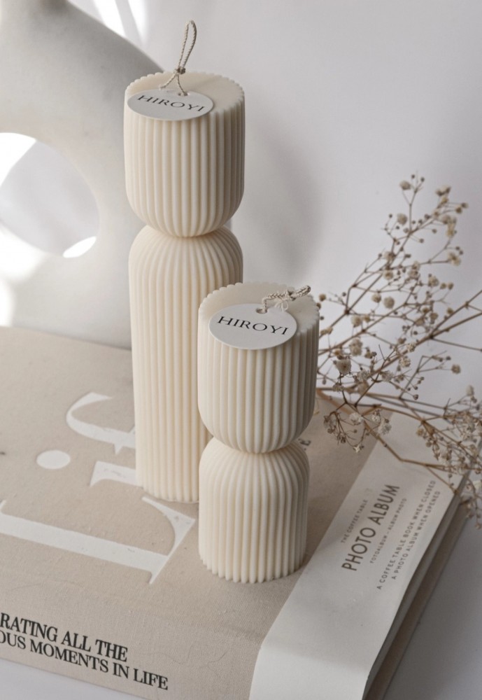 Bougie côtelée GM crème