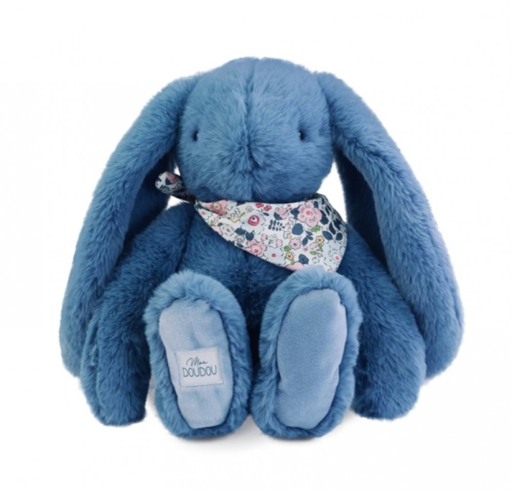 Photo de Lapin fleurette bleu 25cm