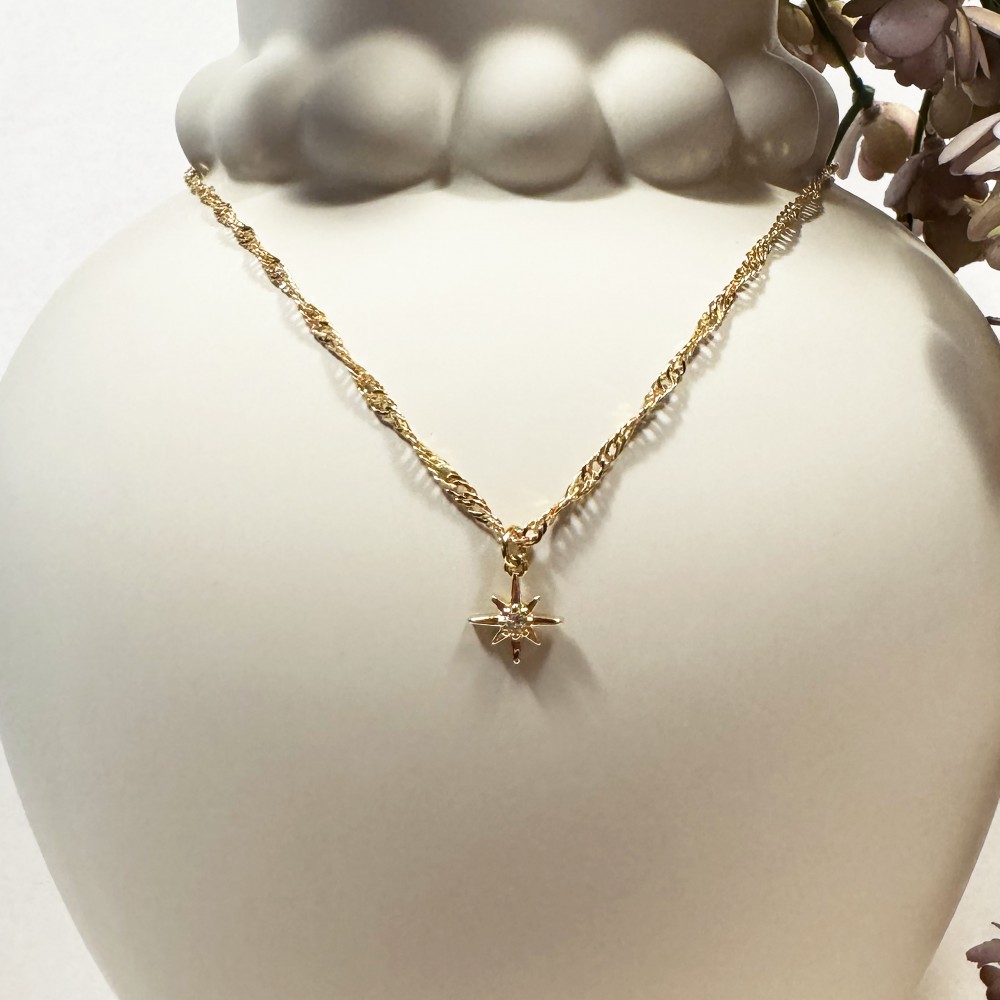 Star Gold Twisted Chain Halskette
