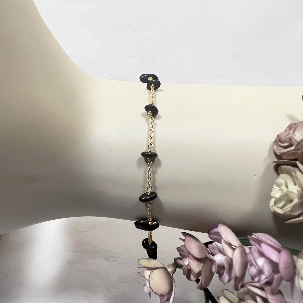 Bracelet Pierres Noires Or