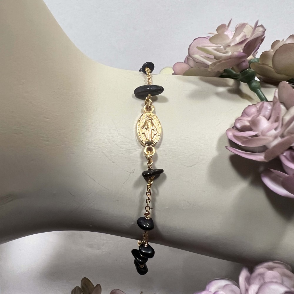 Bracelet Vierge Noir Or