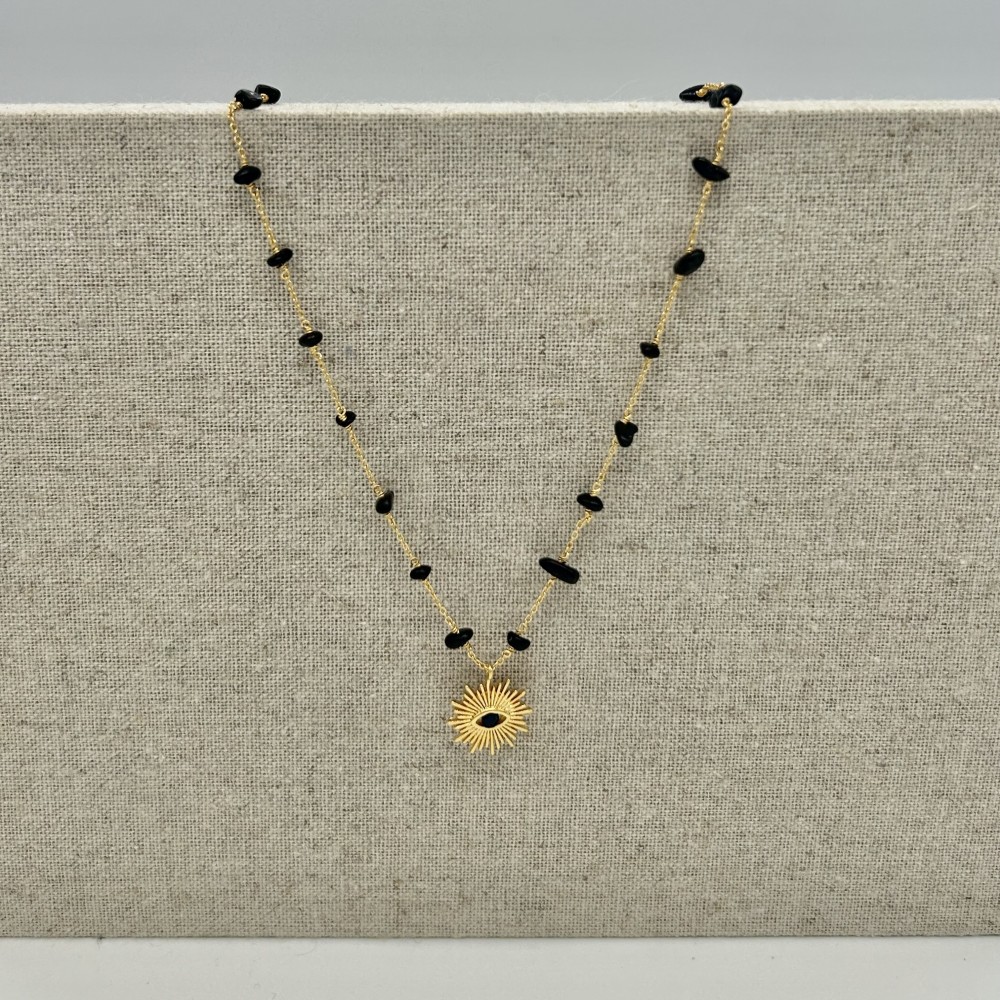 Collier Oeil Sun Noir Or