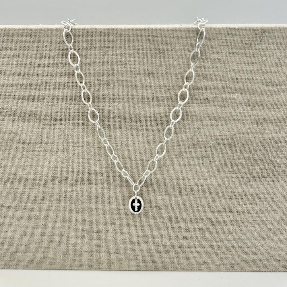 Collier Pend. Croix Noire Arg