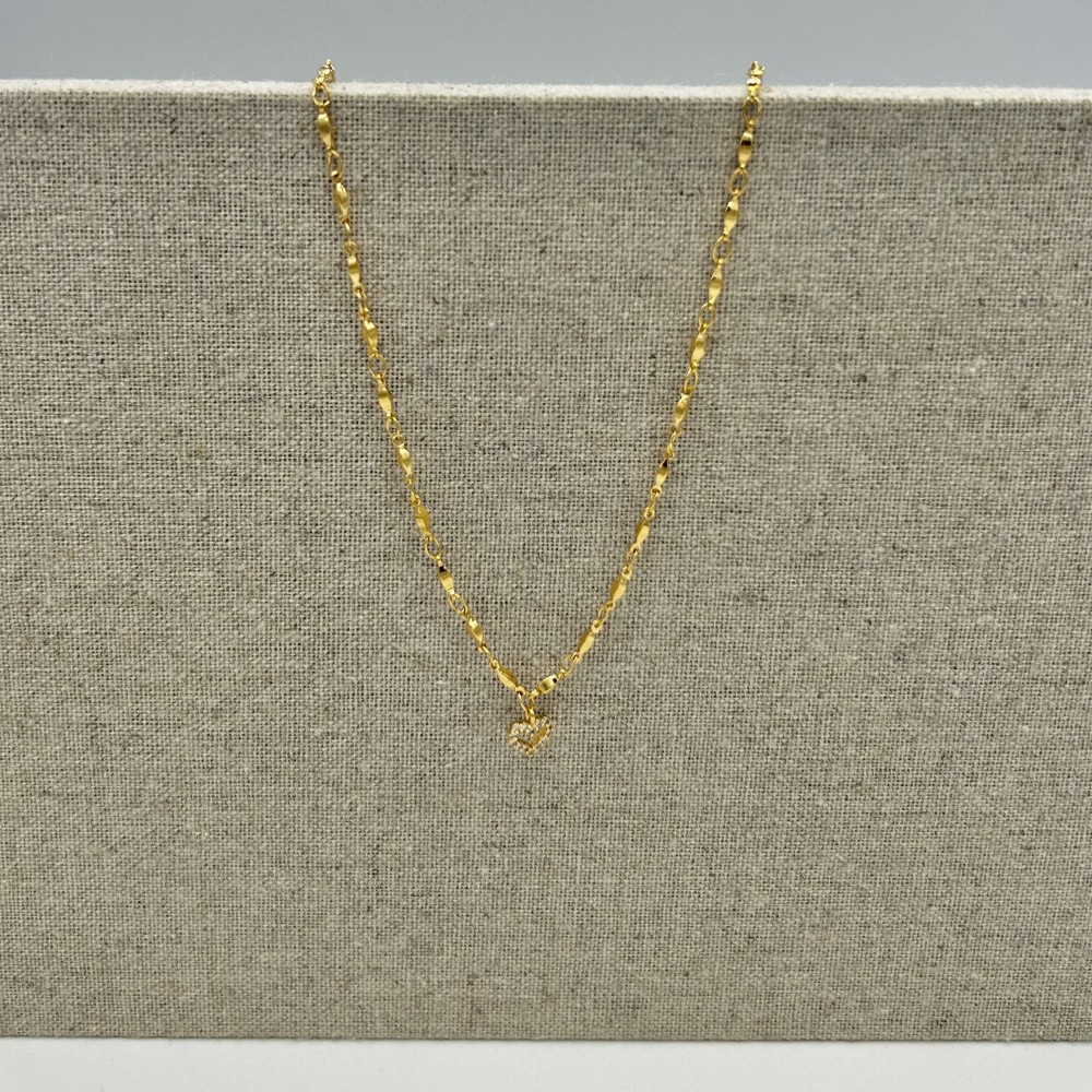 Collier Pendentif Coeur Strass Or