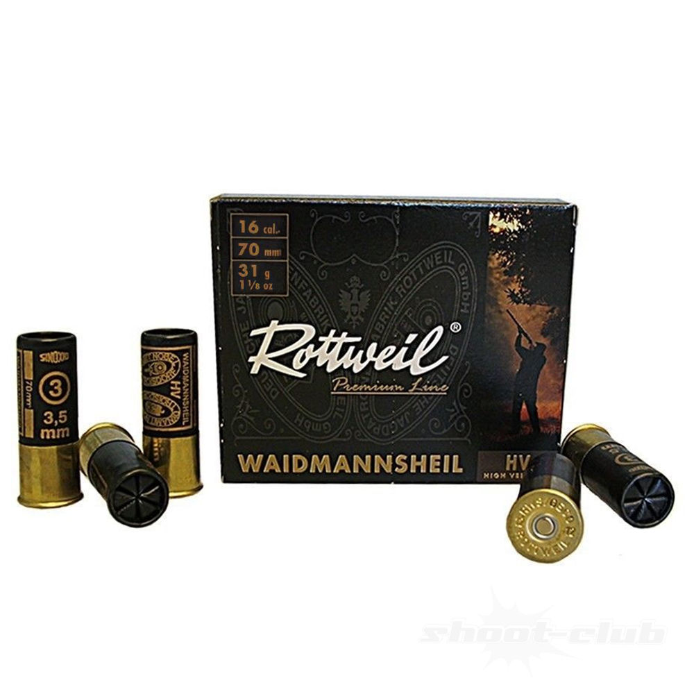 ROTTWEIL, 16/70, Waidmannsheil,HV, 31 g, 4 mm, 10 cartouches