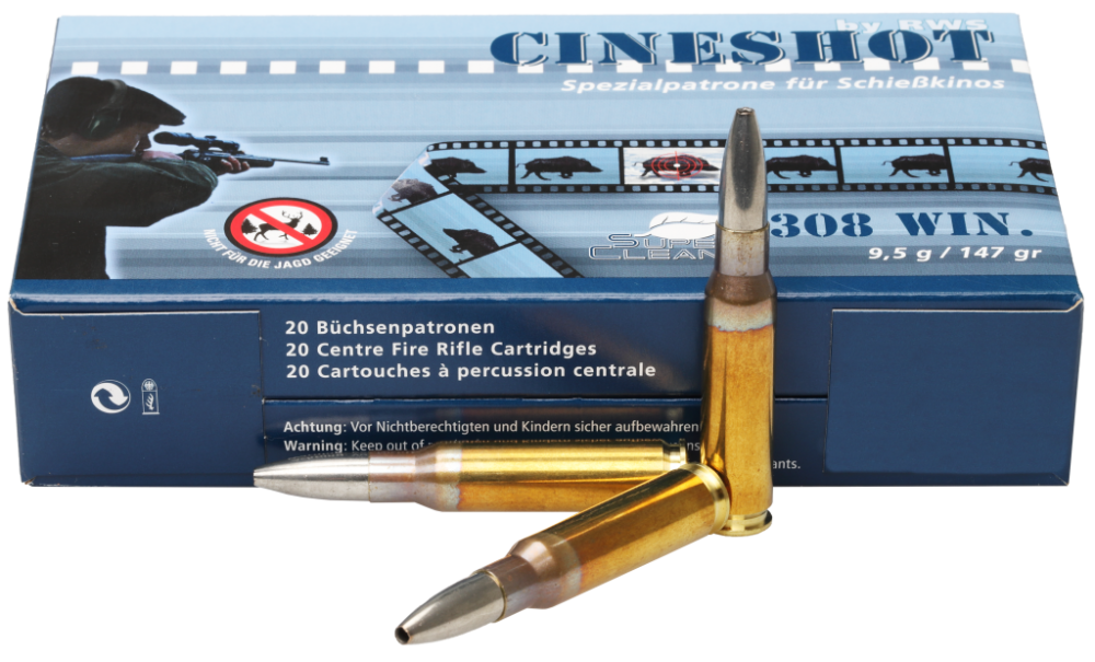RWS, .308 Win Cineshot, 147 gr, 9.5 g, 20 cartouches, Pas pour la chasse.