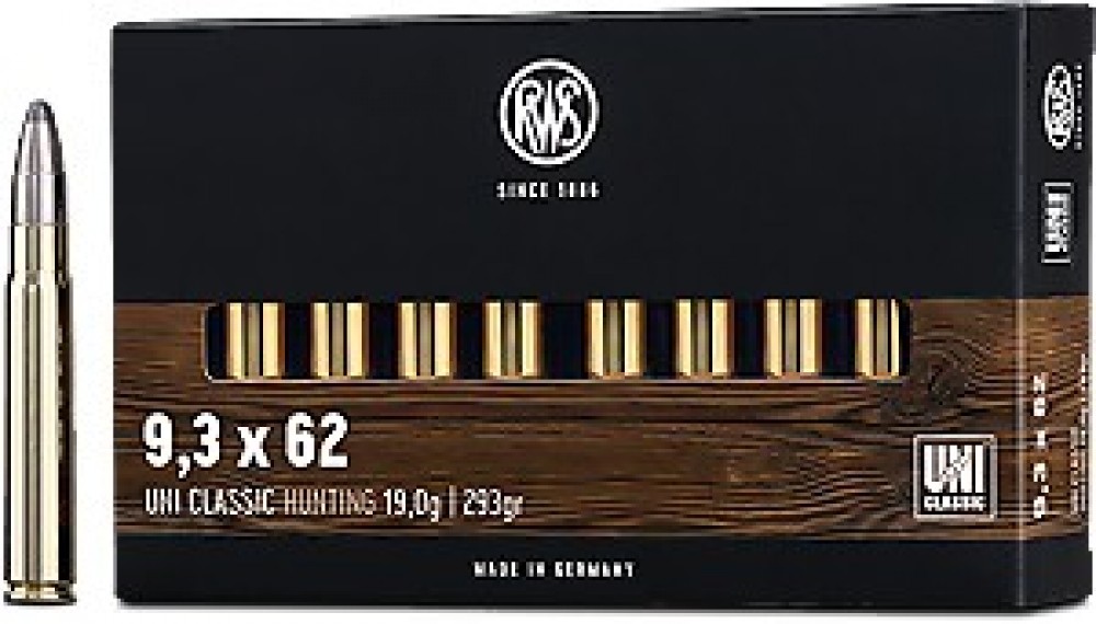RWS, 9.3x62 UNI Classic, 293 gr, 19 g, 20 cartouches