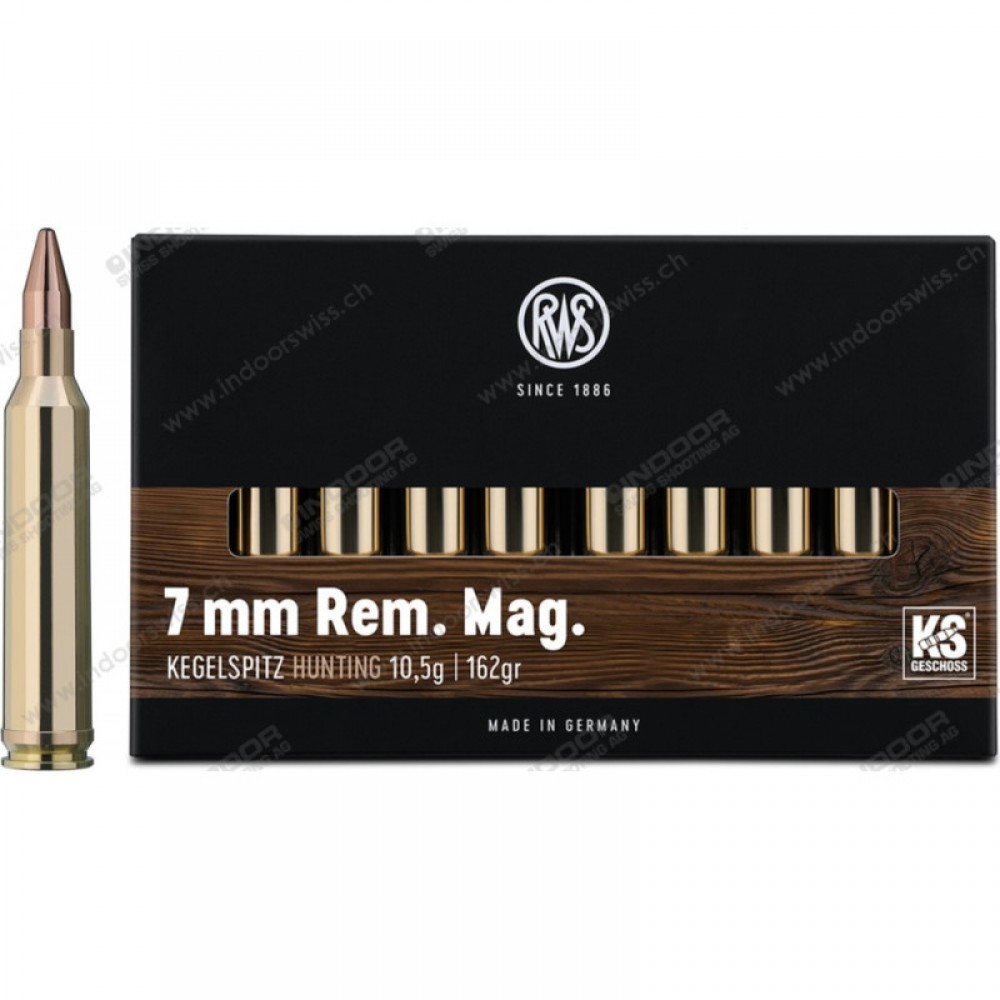 RWS, 7mm Rem Mag, Kegelspitz, Cone Point, 162 gr, 10.5 g, 20 cartouches