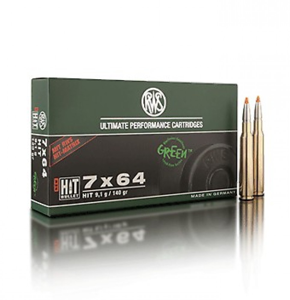 RWS, 7x64, Hit, Green, 140 gr, 9.1 g, 20 cartouches