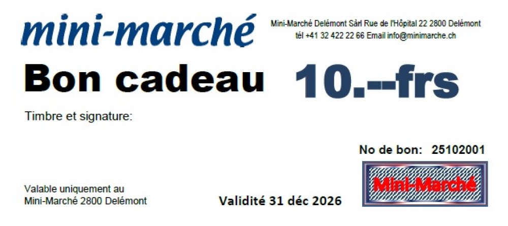 Photo de BON CADEAU 10.-FRS