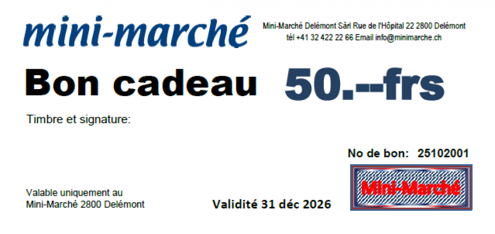 Photo de BON CADEAU 50.-FRS