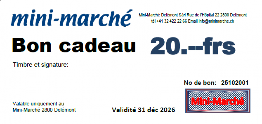 Photo de BON CADEAU 20.-FRS