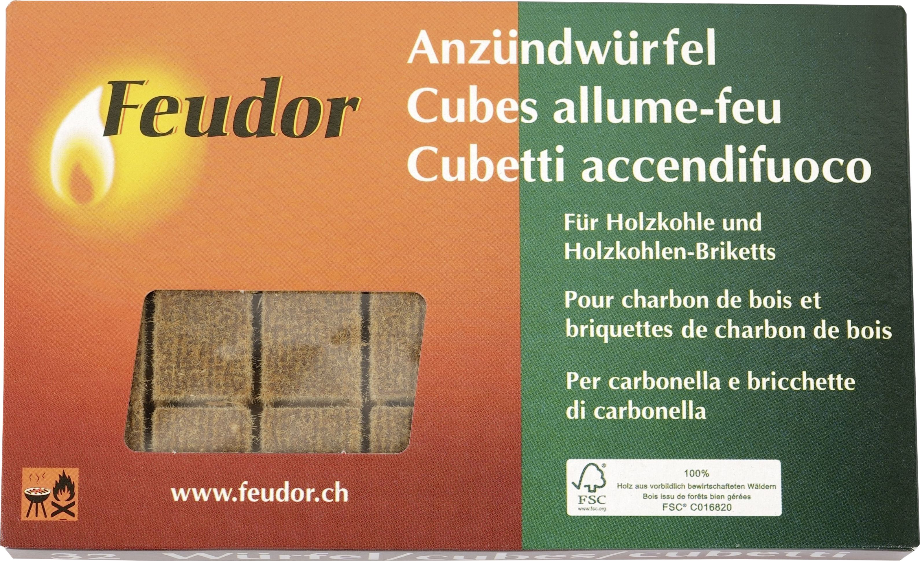 Feudor allume-feu cubes 32 pc